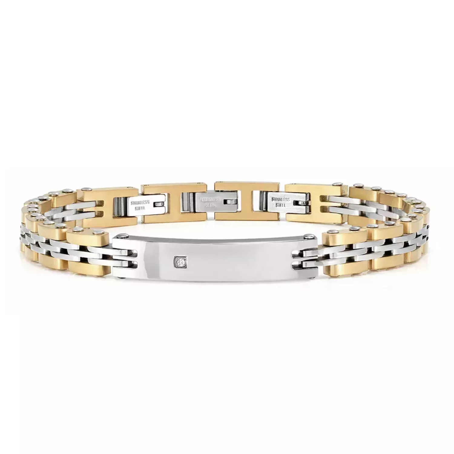Bransoletka Nomination Italy Virtus Code z białym diamentem 0.008 ct w kolorze złoto-srebrnym.webp